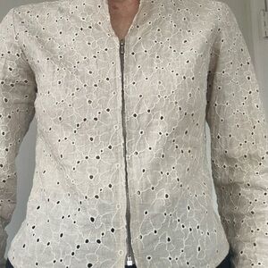 Agnes B. Elegant Cream Eyelet Shirt/Jacket